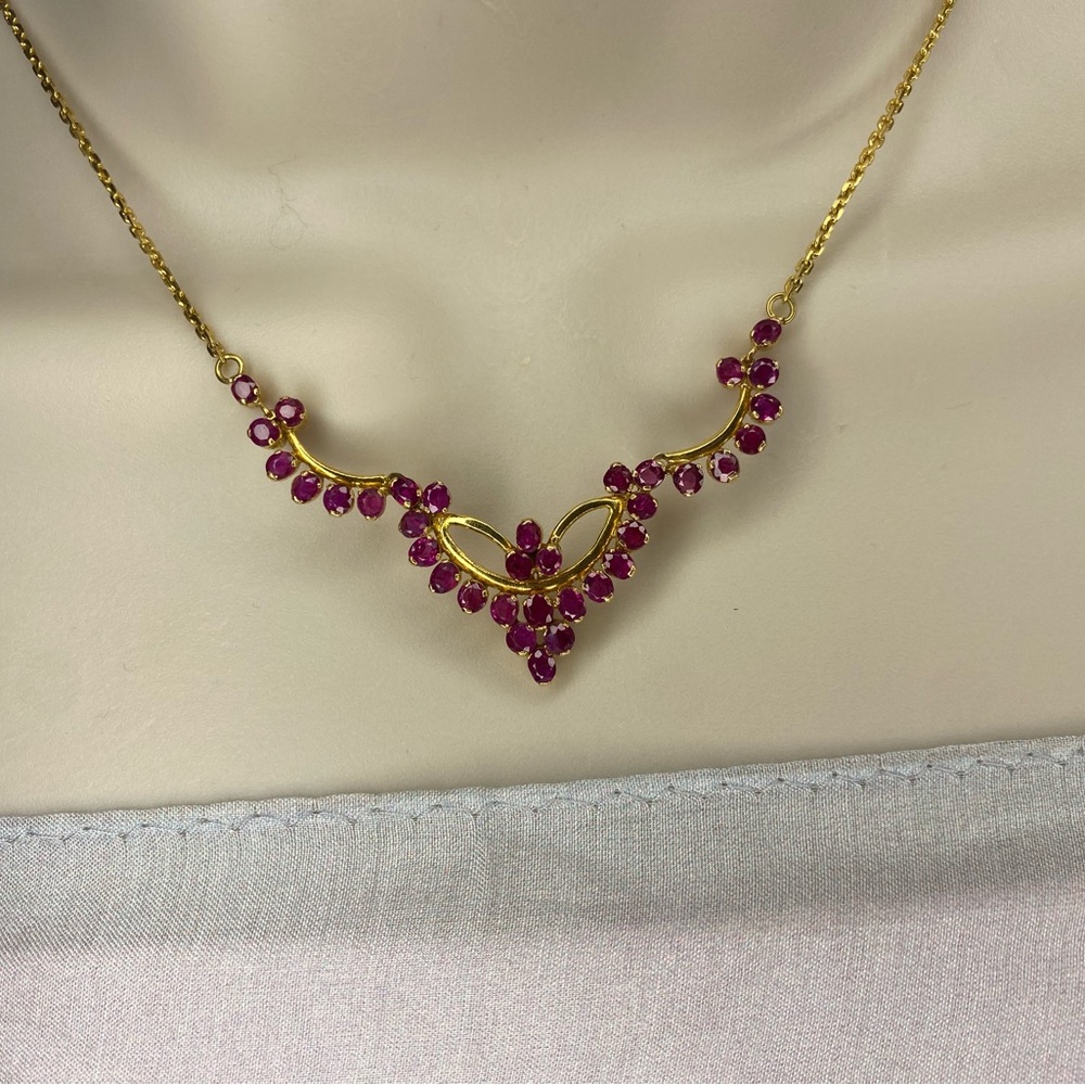 Burmese Ruby Necklace In 18k Solid Gold New - image 7